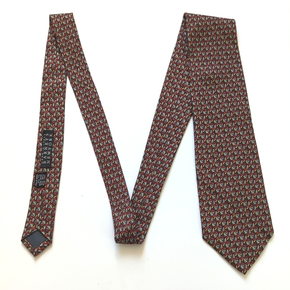 Barneys New York 90's Vintage Funky Abstract Print 100% Silk Neck Tie Green Red - Picture 4 of 11